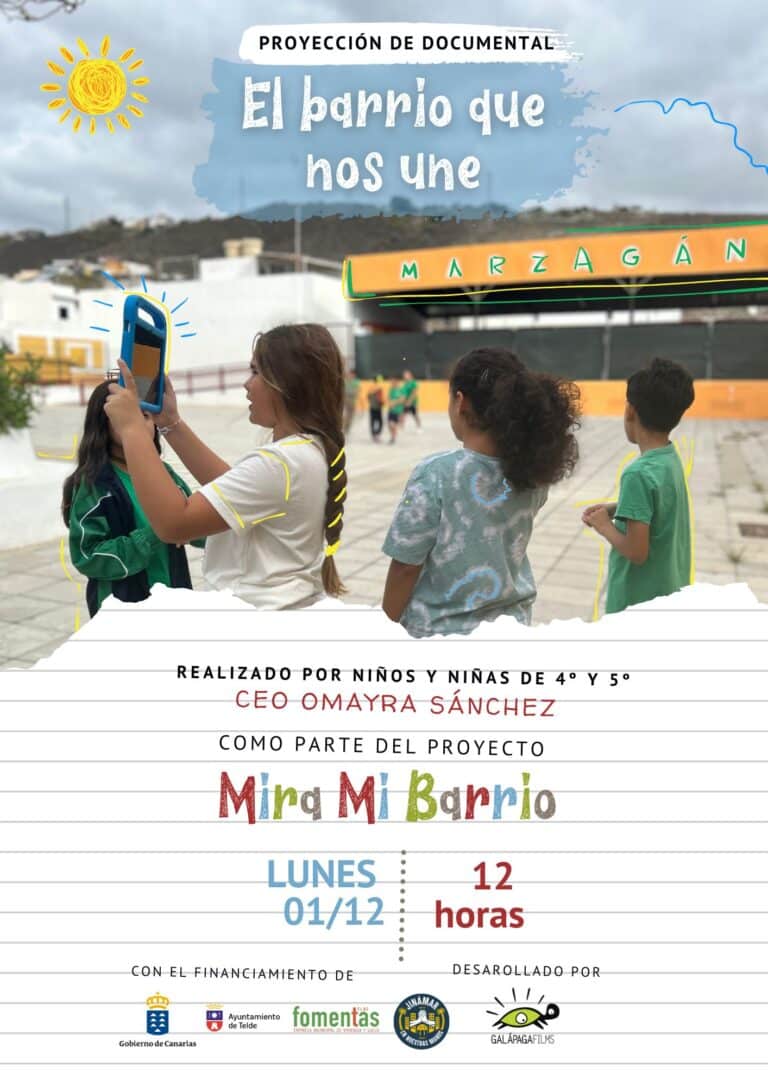 Flyer proyección documental EL BARRIO QUE NOS UNE